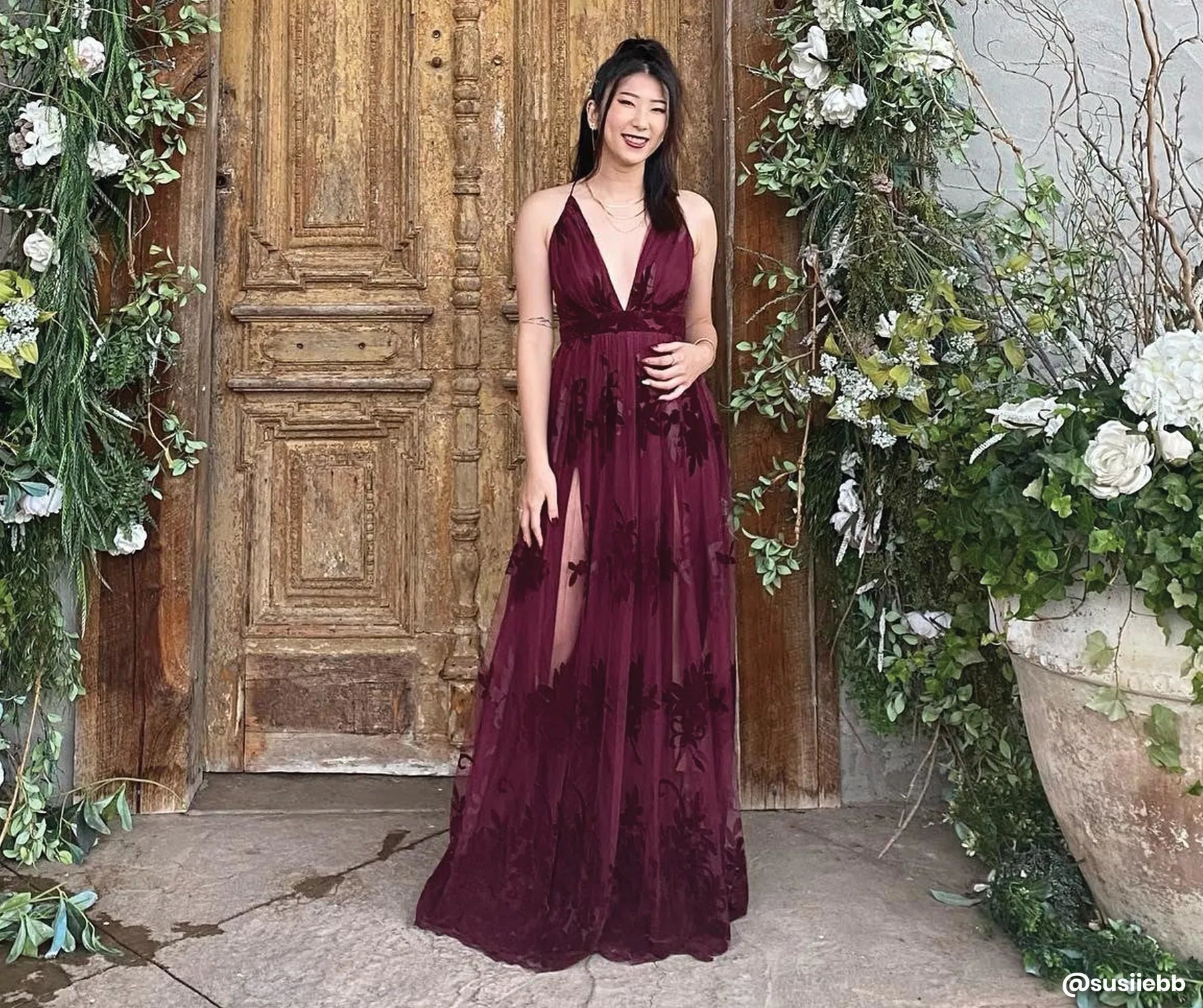 Morgan Formal Flocked Velvet Dress