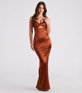 Denise Formal Satin Twist Long Dress
