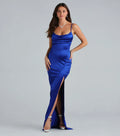 Laverne Formal Satin Lace-Up Column Dress