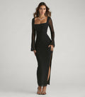 Becka Formal Mesh High Slit Column Dress