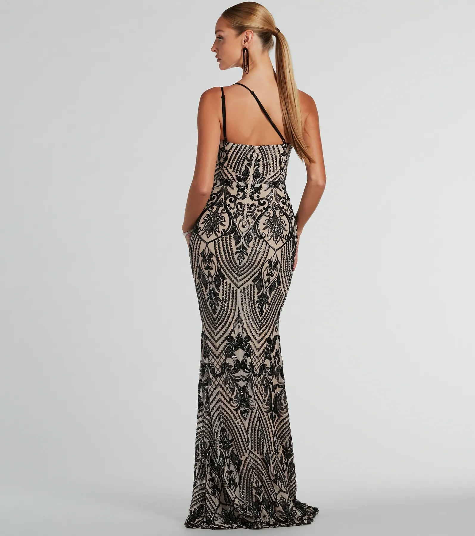Sarah One-Shoulder Mermaid Sequin Formal Dress