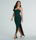 Hollie Halter Slit Glitter Long Formal Dress