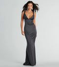 Catrina Formal V-Neck Corset Mermaid Satin Dress