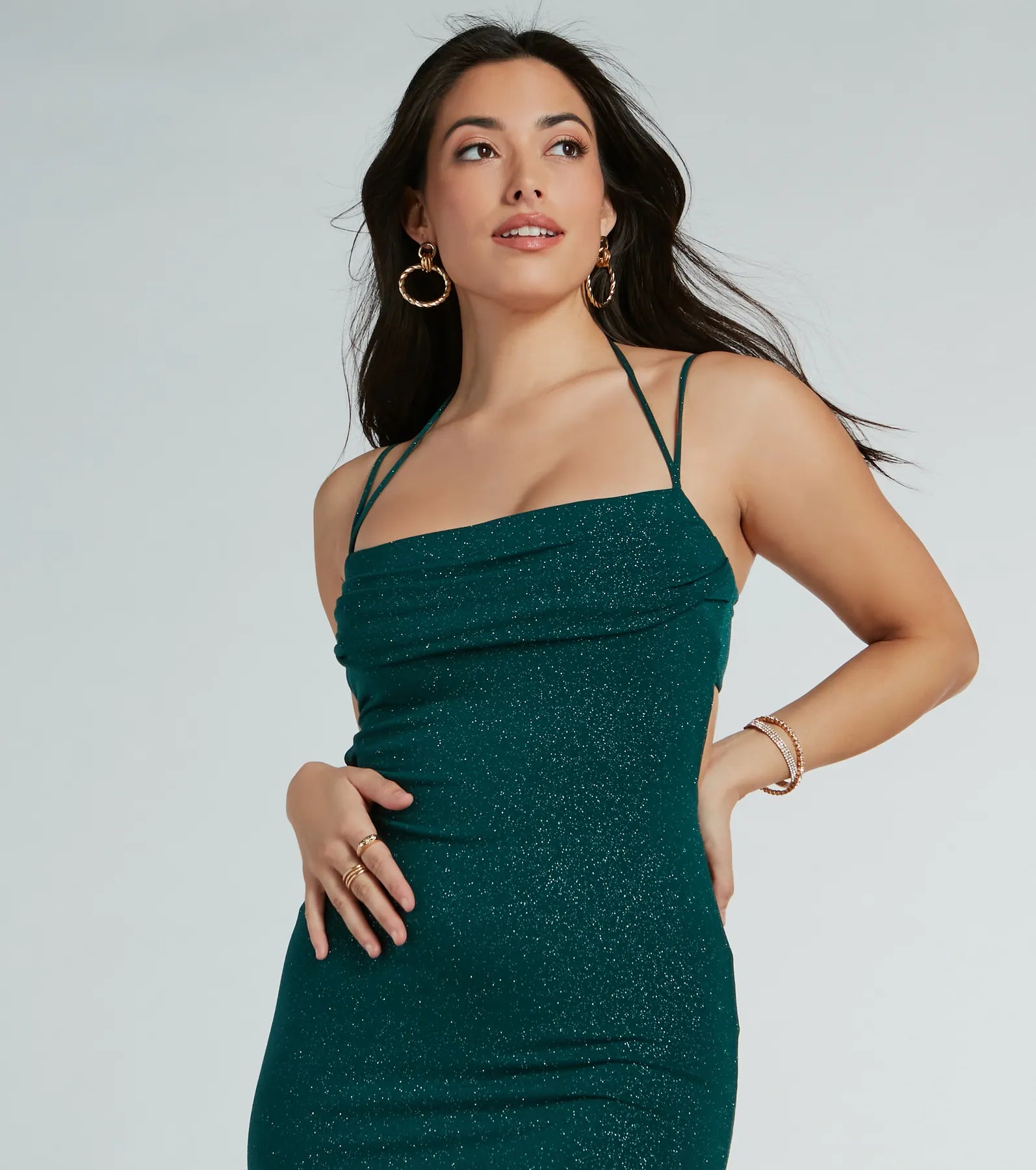 Katerina Square Neck Mermaid Glitter Formal Dress