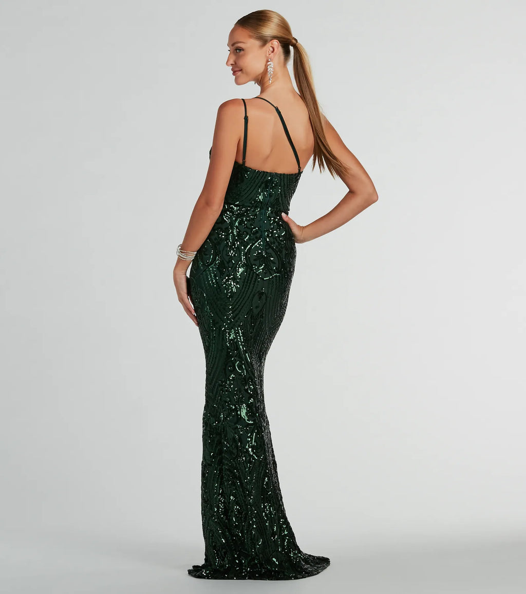 Sarah One-Shoulder Mermaid Sequin Formal Dress
