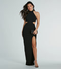 Avalynn Halter Cutout Crepe Formal Dress