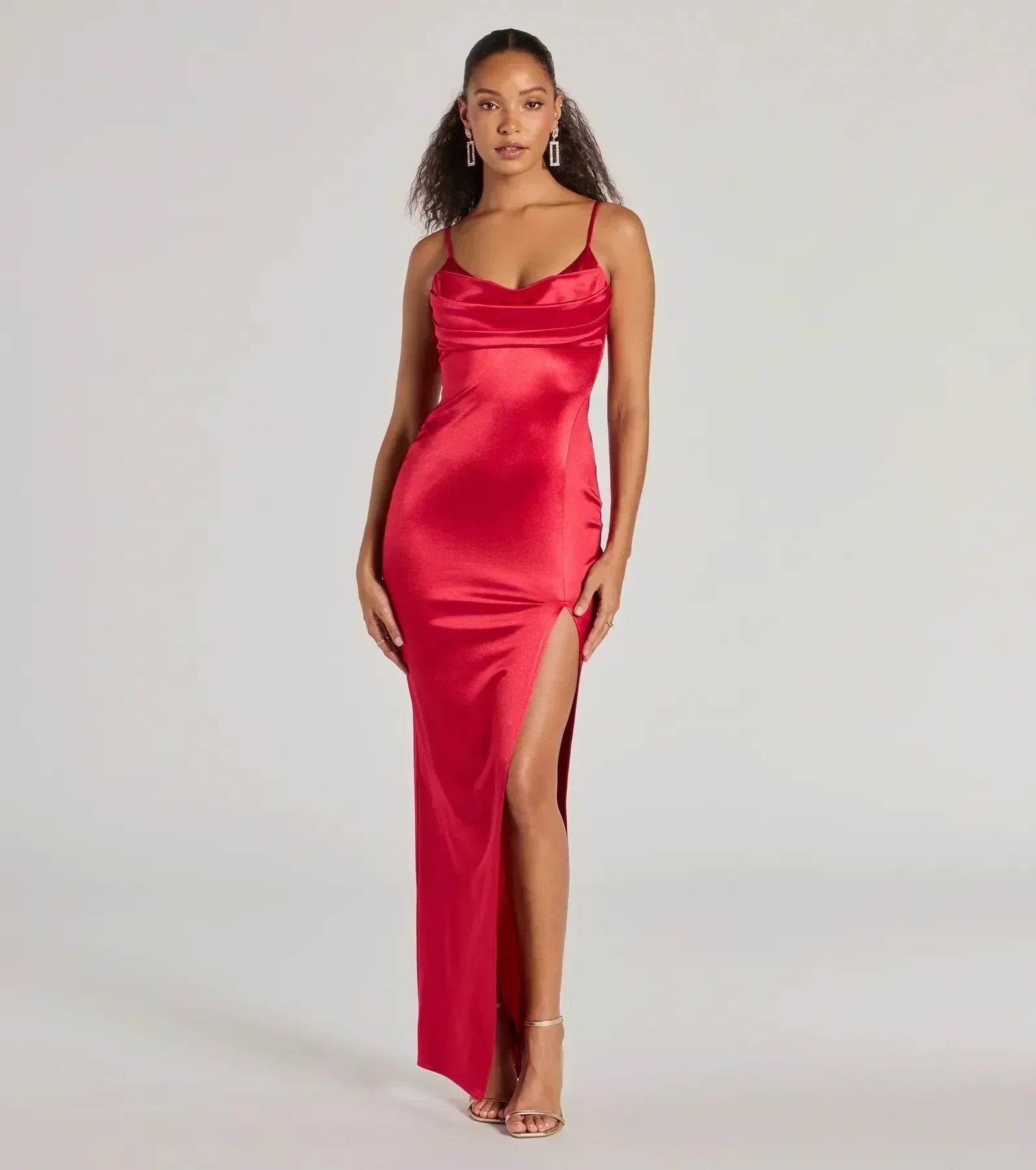 Laverne Formal Satin Lace-Up Column Dress