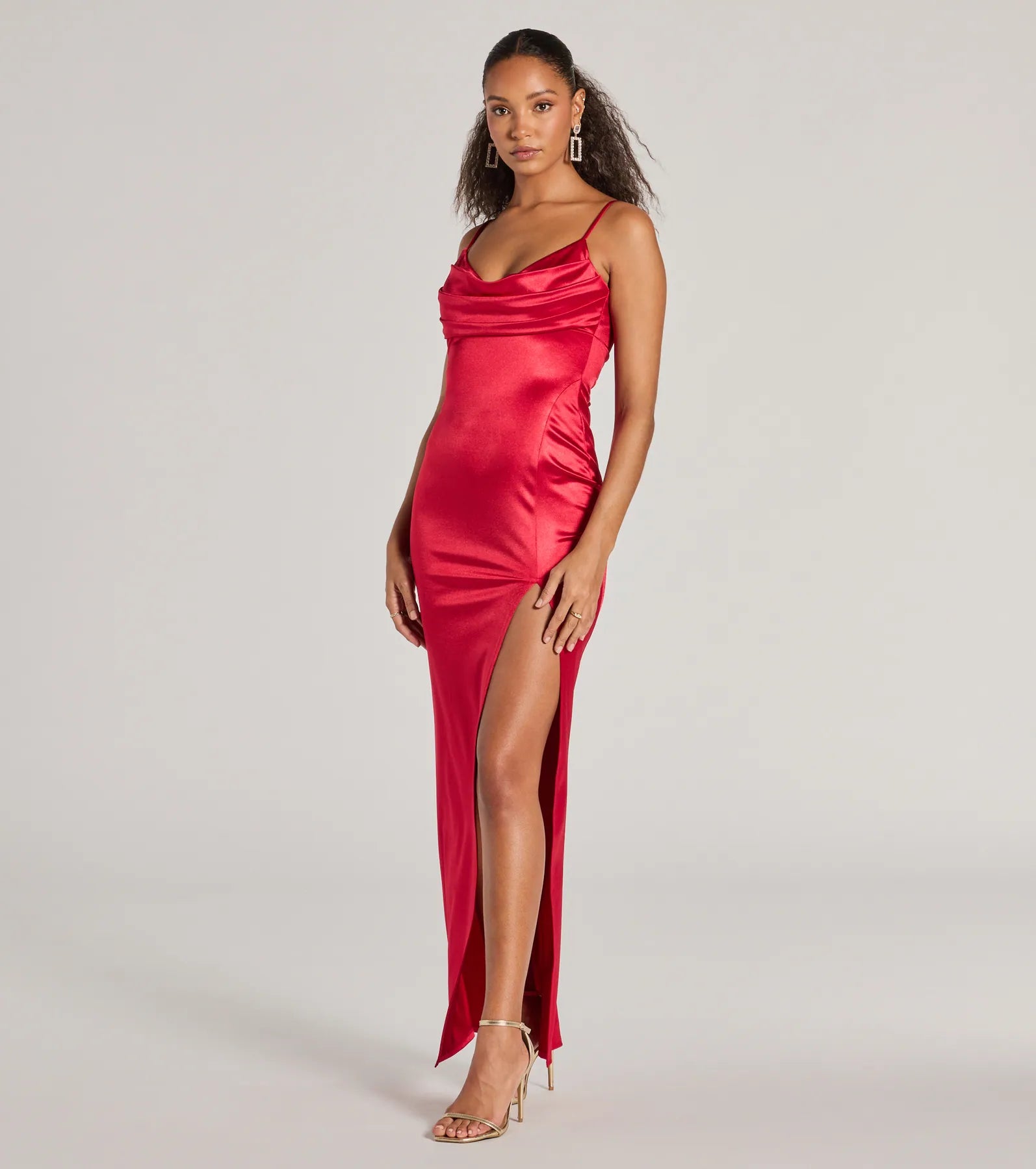Laverne Formal Satin Lace-Up Column Dress
