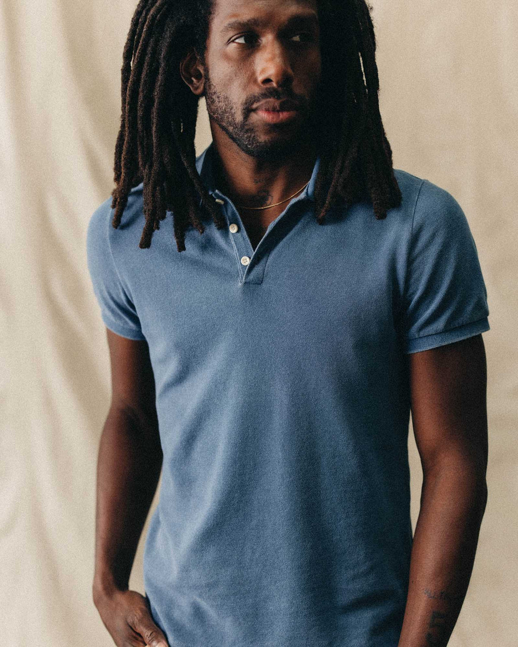 The Pacific Polo in Washed Indigo Pique